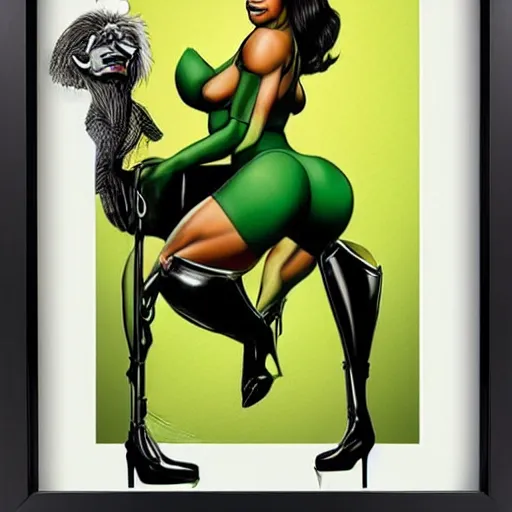 Image similar to Actress Gabrielle Union as She-Hulk, intricate, poster framed, pinup style, highly detailed, artstation, illustration, Gene Espy, Peter Temple, George Sportelli, Mitch Foust, Mike Hoffman, Garrett Blair, Mark Brown, Alex Miranda, Michael Bair, Eric Parker, Gene Espy, Mitch Foust, Peter Temple, Eric Parker, David Miller, Alex Miranda, Jay Fife, Brendon Fraim, David Bancroft, Al Rio, Mark Brown, Brian Fraim , Joe Rubinstein, Josh Templeton, Quinton Hoover, Eric Parker, Jim Sandersv Kevin Conrad, Michael Bair, Bob Layton