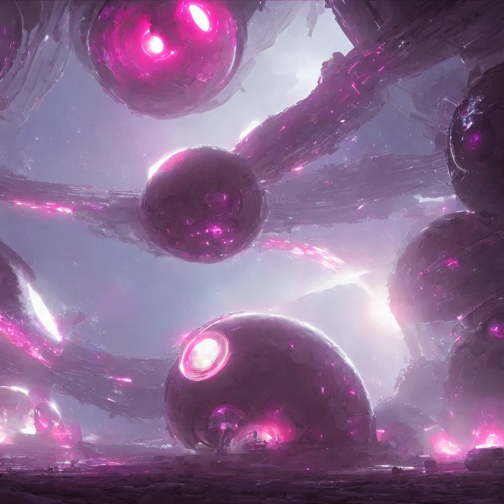 Prompt: scifi portal entrance, dyson sphere program pink planet, concept art, by greg rutkowski, xray melting colors
