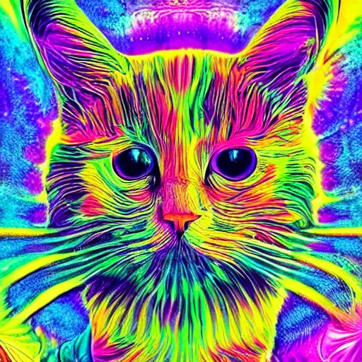 Prompt: psychedelic art of a cat