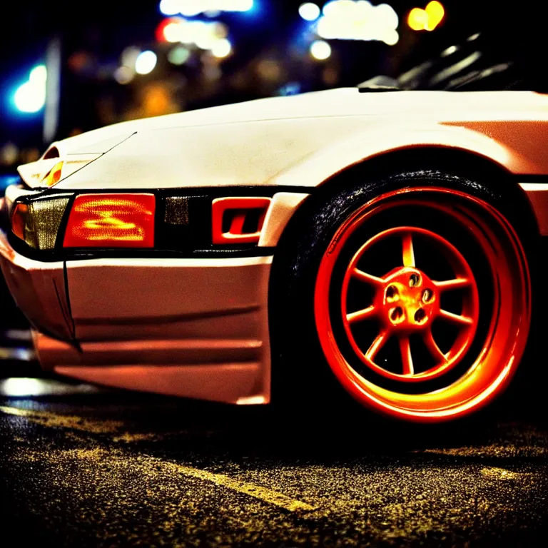 Prompt: close-up-photo Toyota Celica turbo illegal street meet, detailed-wheels, Shibuya Shibuya, cinematic colors, photorealistic, highly detailed, night photography