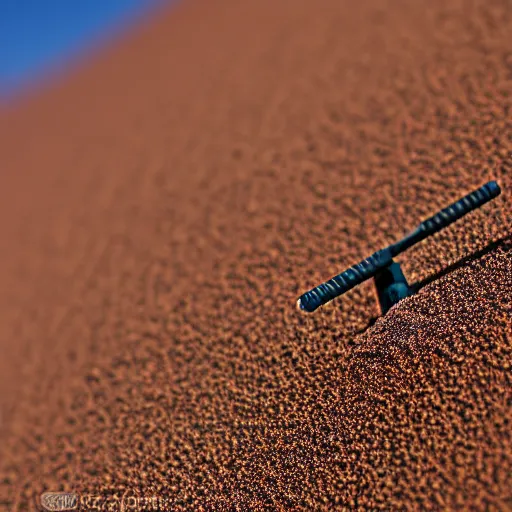 Image similar to miniature camoflaged rugged weather station sensor antenna for monitoring the australian desert, XF IQ4, 150MP, 50mm, F1.4, ISO 200, 1/160s, dawn