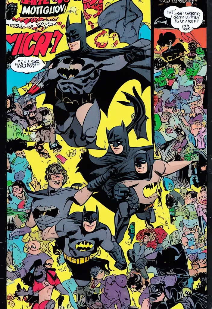 Image similar to Batman and ALF crossover comic book