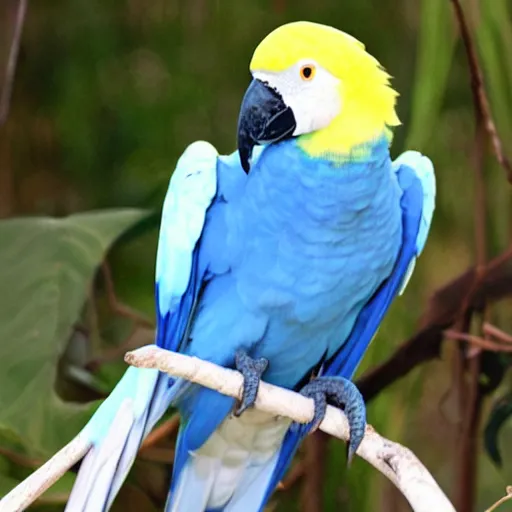 Prompt: albino rainbow hyacinth macaw