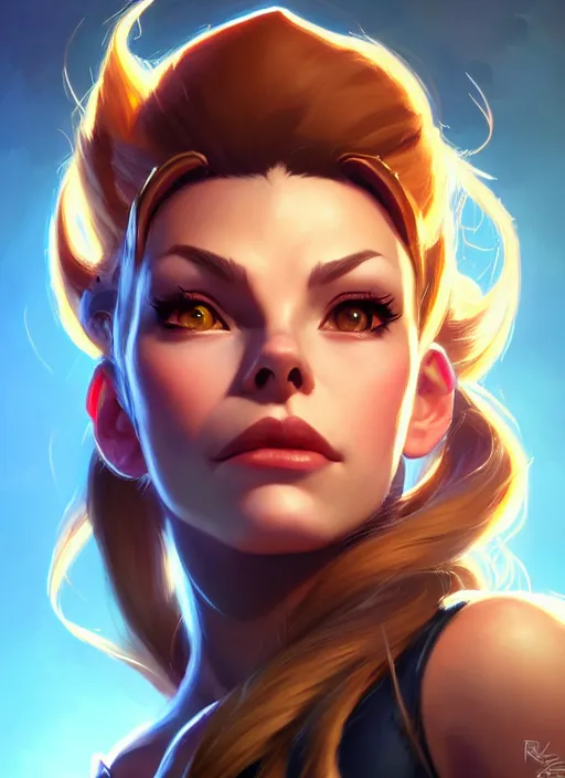 Image similar to lovely brigitte from overwatch, fantasy, fantasy art, character portrait, portrait, close up, highly detailed, scifi art, intricate detail, amazing detail, sharp focus, vintage fantasy art, vintage sci - fi art, radiant light, trending on artstation, caustics, by rhads