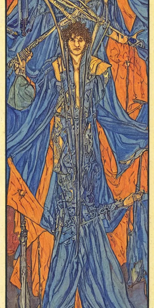 Prompt: prince of swords tarot card by austin osman spare