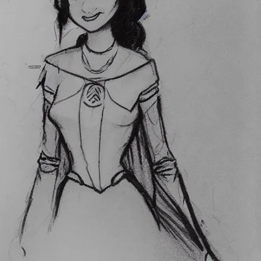 Image similar to milt kahl sketch of victoria justice as princess padme from star wars