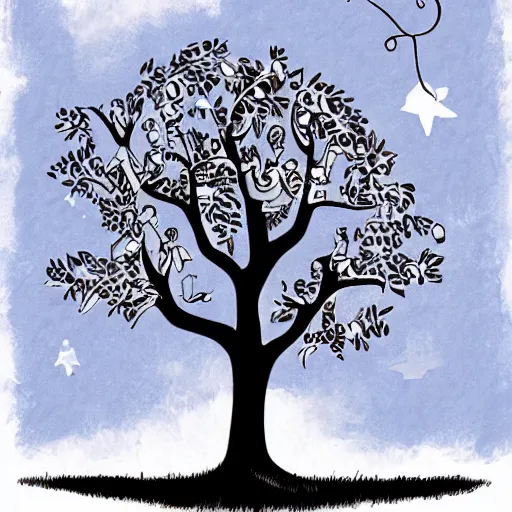 Prompt: wish tree, illustration