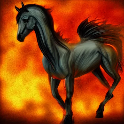 Prompt: a fire horse,digital art by vivaliis,trending on deviantart