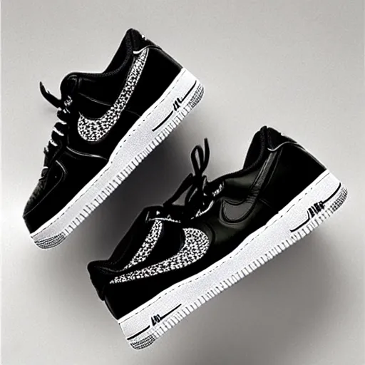 Prompt: nike airforce 1 made of diamond stones,
