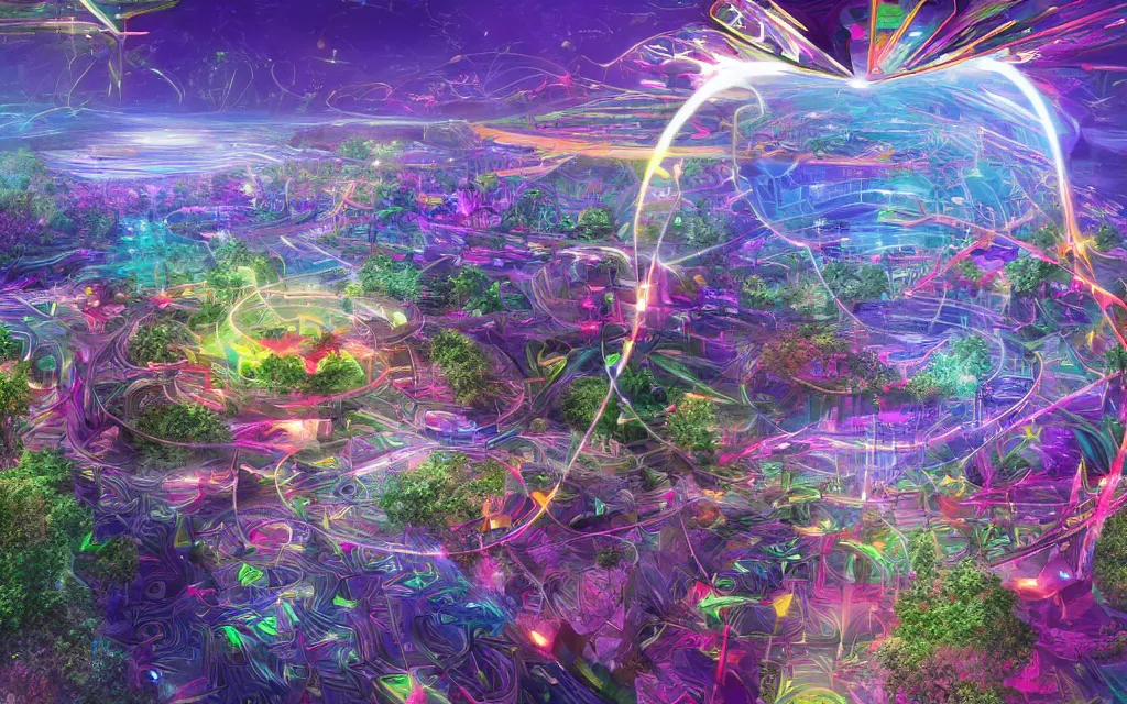 Image similar to a techno - spiritual utopian paradise, future perfect, award winning digital art