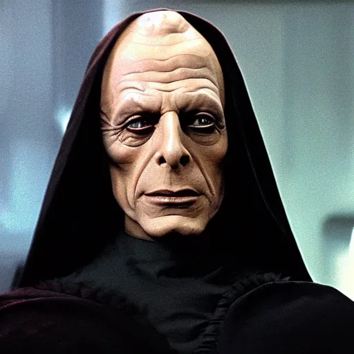 Image similar to jeff goldblum as emperor palpatine in the original trilogy, star wars movie, photo