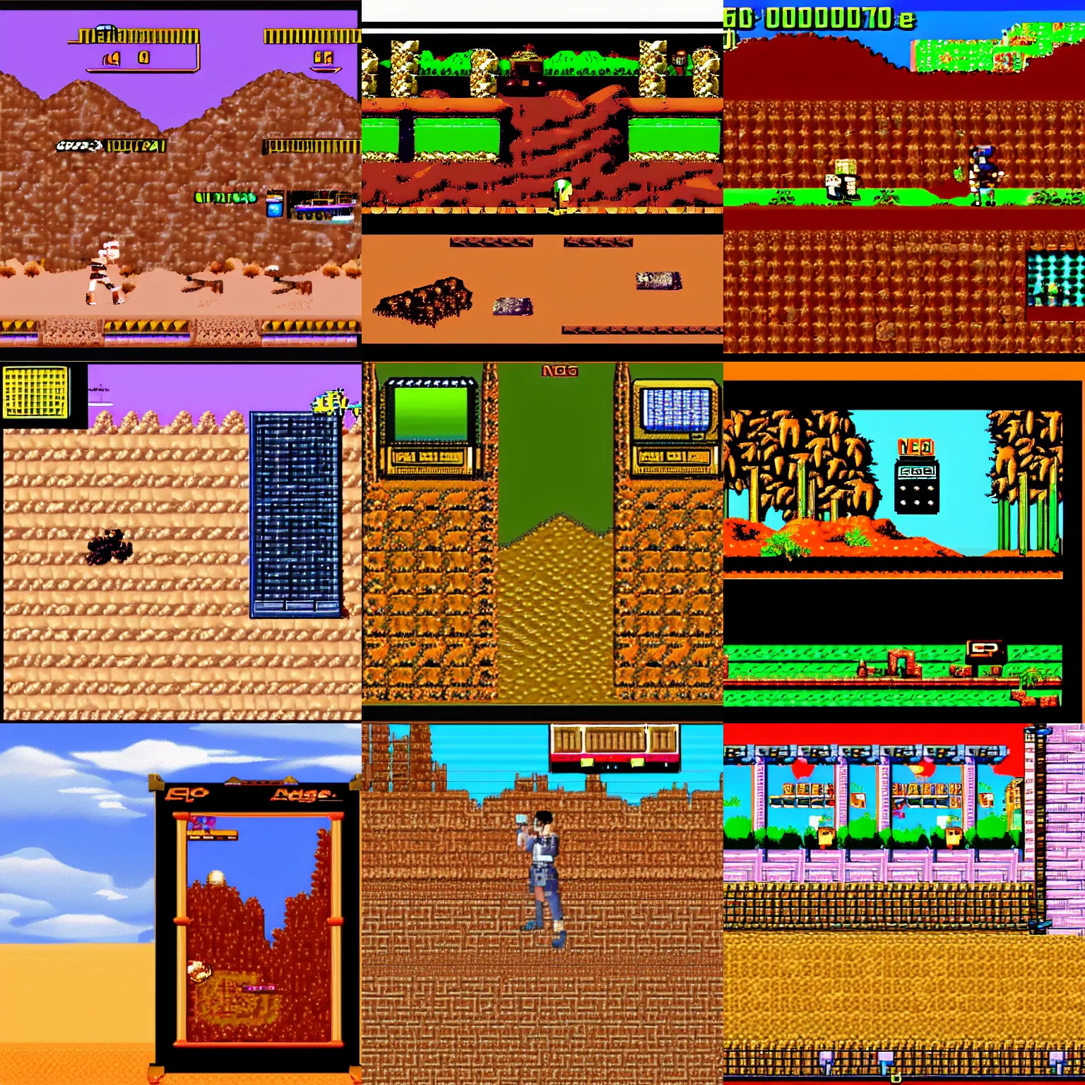 Prompt: neo geo, arcade screen, desert game