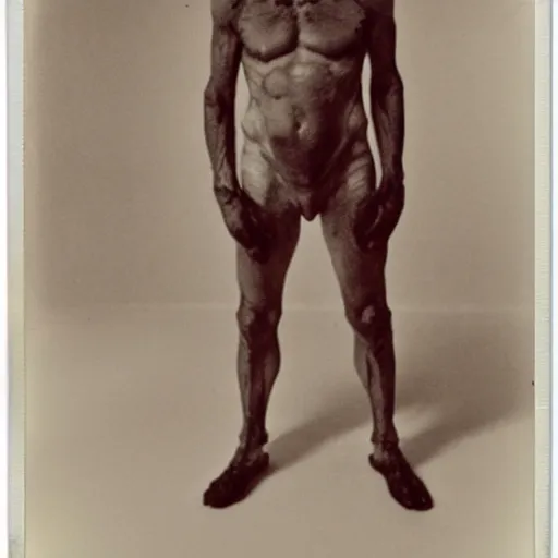 Image similar to polaroid of case study of anatomical wolf men full body by Tarkovsky