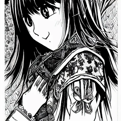 Image similar to manga style, black and white, intricate line art, portrait of a girl talking to comrade, shoulder eyes, soldier clothing, short hair, hair down, symmetrical facial features, round face, draw on paper, detailed drawing, by ito junji