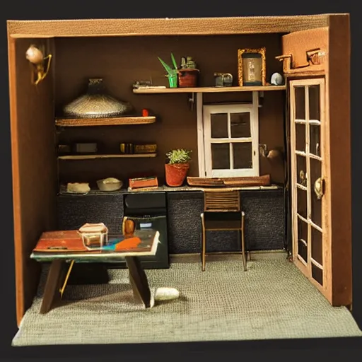 Lot 309: Miniature Folk Art Room Diorama