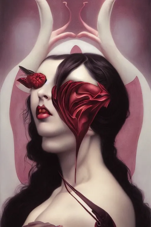 Image similar to Succubus by Tom Bagshaw in the style of Georges de Feure, art nouveau