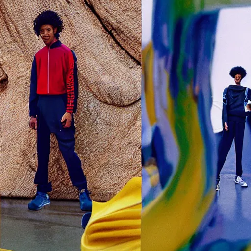 Image similar to realistic photoshooting for a new nike acg lookbook, color film photography, photo in style of tyler mitchell, shusei nagaoka, steven meisel, petra collins, 3 5 mm