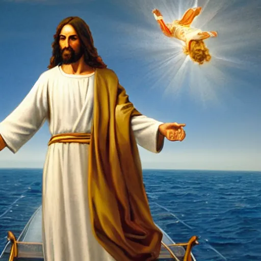 Prompt: Jesus Christ parting the seas