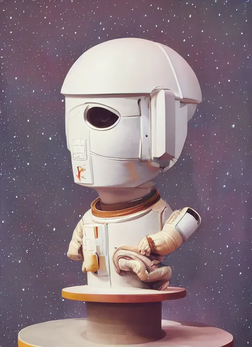 Image similar to studio photography, a surreal contemporary ceramic sculpture of an astronaut on a plinth, by victo ngai, by hikari shimoda, by tracie grimwood, plain black background