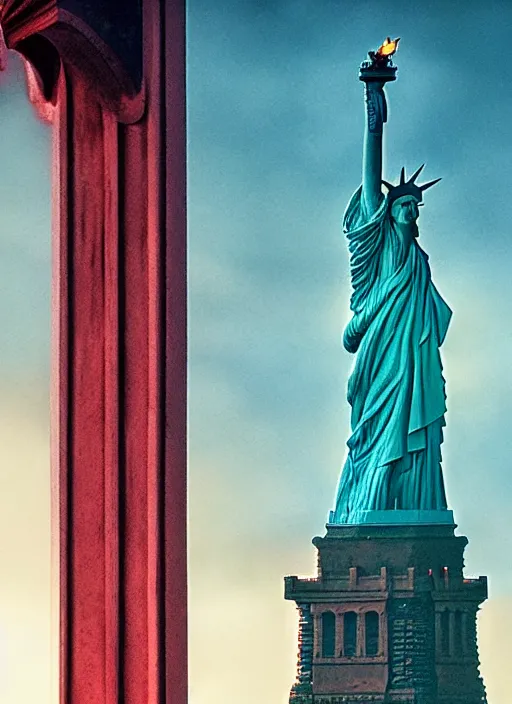 Image similar to The Statue of Liberty as if in the upside down from Stranger Things