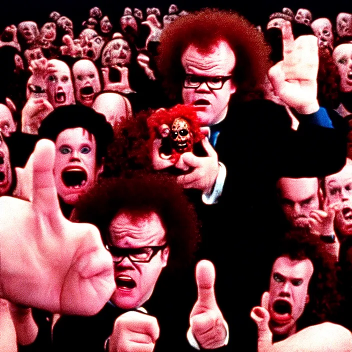 Prompt: steve brule in a hellish nightmare, 3 5 mm, film shot, horror, surreal