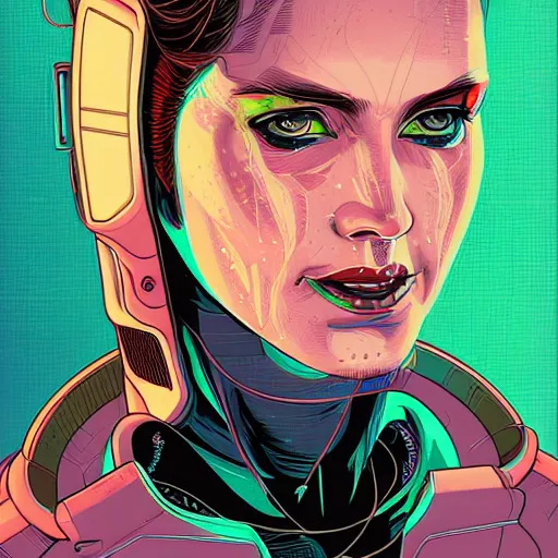 Image similar to a portrait of a female android, by Dan Mumford and Sandra Chevrier, 4k