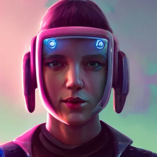 Image similar to A stunning portrait of a cyberpunk girl Simon Stalenhag, Trending on Artstation, 8K