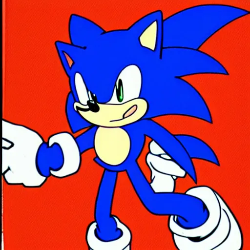 Image similar to Concept art of Sonic the Hedgehog illustrated by shigeru miyamoto. 1991