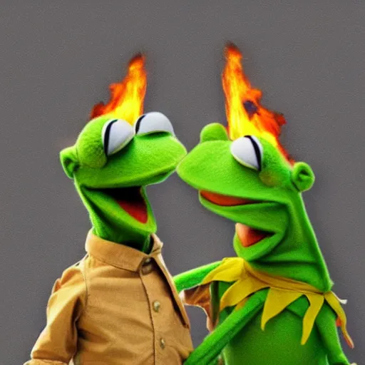 Image similar to “ attack kermit the frogs on fire off the shoulder of orion ”