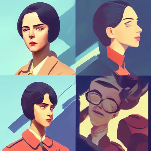 Image similar to face icon stylized minimalist young communist russian leader nadezhda konstantinovna krupskaya, loftis, cory behance hd by jesper ejsing, by rhads, makoto shinkai and lois van baarle, ilya kuvshinov, rossdraws global illumination