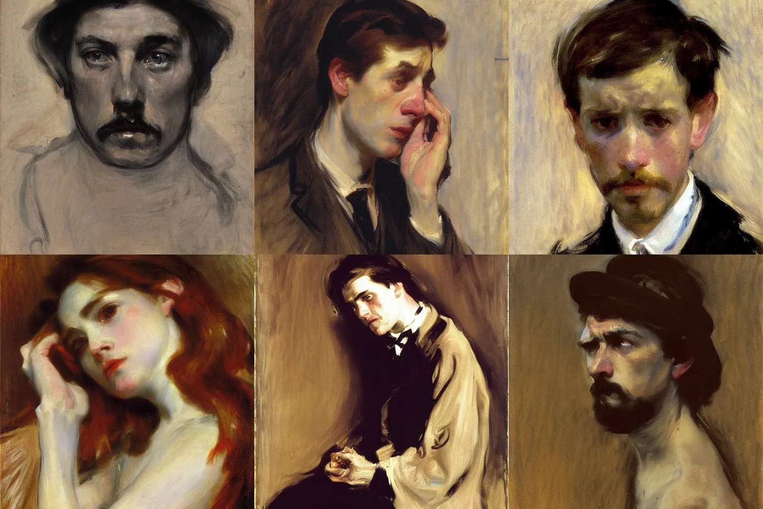 Prompt: the face of immense sorrow, john singer sargent