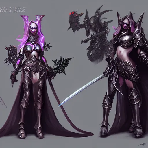 Image similar to dark fantasy mistress, lady - knight, high details, dark mood, tyler edlin, artstation