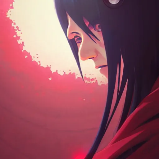 Image similar to itachi sharingan, highly detailed, digital painting, artstation, concept art, sharp focus, illustration, art by greg rutkowski and alphonse mucha