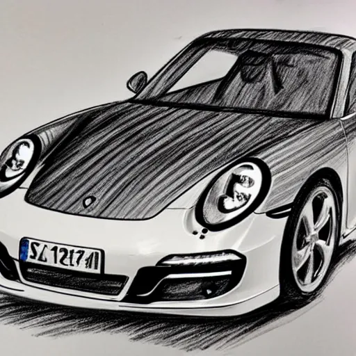 Image similar to A hand drawn sketch of a Porsche 911