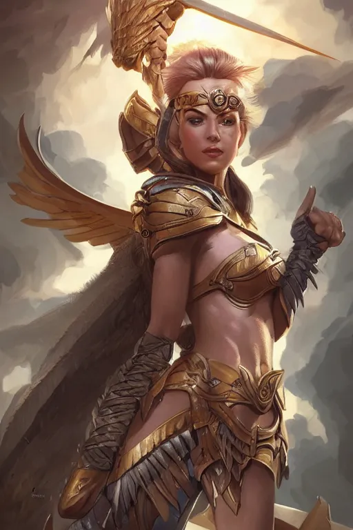 Image similar to amazon valkyrie athena, d & d, fantasy, portrait, highly detailed, headshot, digital painting, trending on artstation, concept art, sharp focus, illustration, art by artgerm and greg rutkowski and magali villeneuve