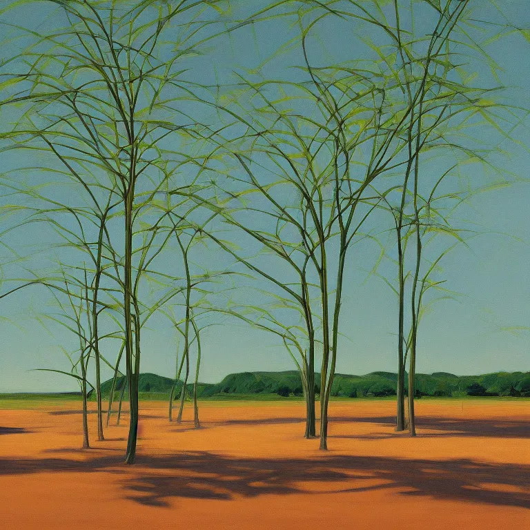 Image similar to a network of hubs in nature, painted by Alex Katz, painted by Edward Hopper, airbrush