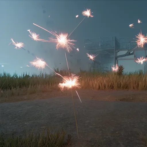 Prompt: photo of the sparkler factory, photorealistic, unreal engine 5, cinematic lighting