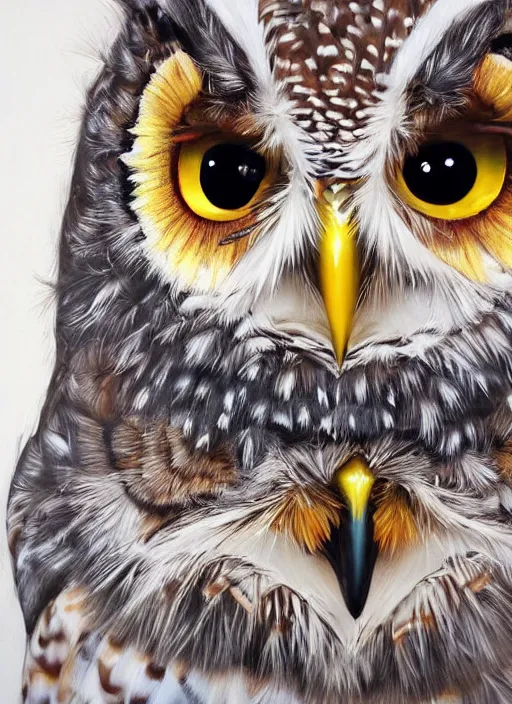 Prompt: realistic portrait beautiful painting of japanese owl, normal bird feathers, wearing swag glasses. full body, fine art, trending on artstation, smooth draw, sharp focus, digital art, bright colors, fine draw, perfect lighting, high render, high resolution.
