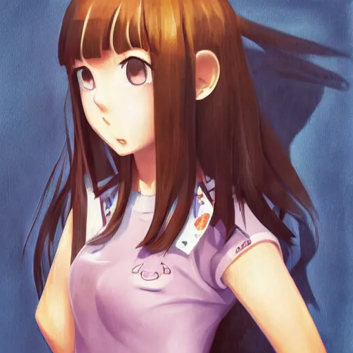 Image similar to a high detail portrait of high school girl by makoto sinkai, kawaii, full body, in simple background, CLIP STADIO, mad painting