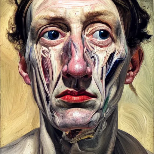 Prompt: a close up portrait a very ordinary person, facing front, by Lucian Freud and Jenny Saville, oil painting, anatomically correct, beautiful perfect face, sharp focus, Highly Detailed, Cinematic Lighting, 8k, HD