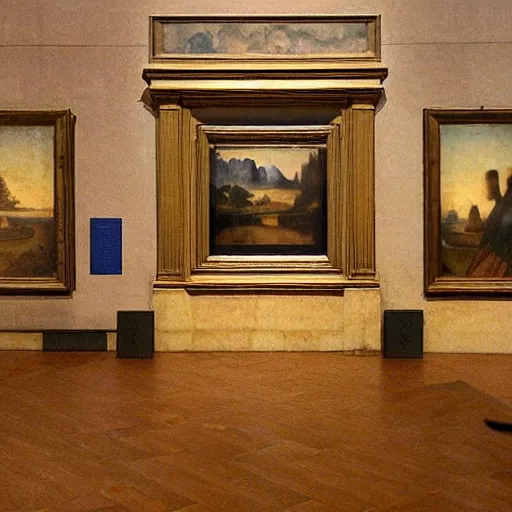 Prompt: view from the eyes of mona lisa in the l'ouvre