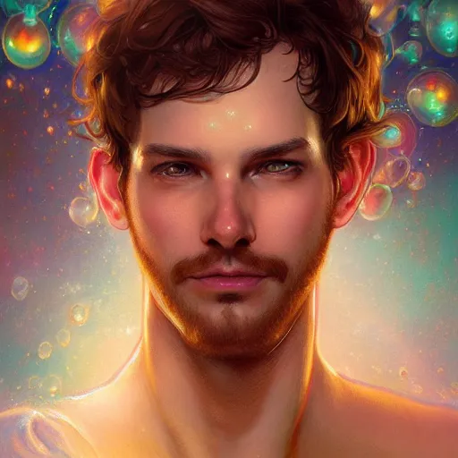 Prompt: portrait of garfield, dreamy and ethereal, fantasy, intricate, elegant, rainbow bubbles, highly detailed, digital painting, artstation, concept art, smooth, sharp focus, illustration, art by artgerm and greg rutkowski and alphonse mucha