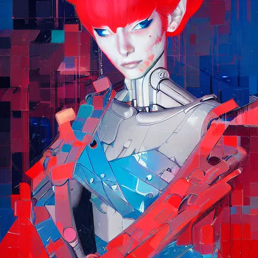 Image similar to palette knife artwork of a cybernetic princess, sharp focus, by james jean, by rossdraws, frank franzzeta, sakimichan