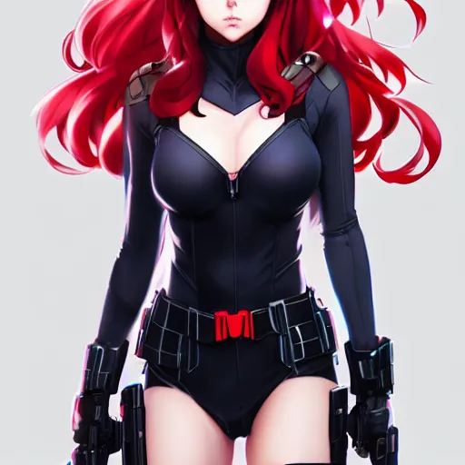 Prompt: black widow as an anime girl by Stanley Artgerm Lau, WLOP, Rossdraws, James Jean, Andrei Riabovitchev, Marc Simonetti, and Sakimichan, trending on artstation