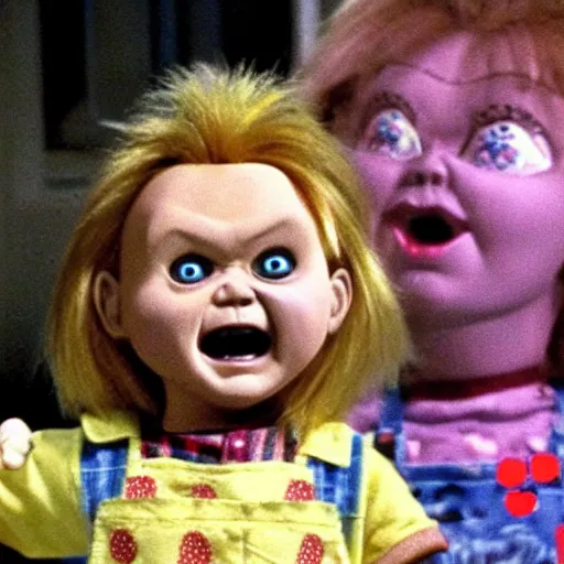 Prompt: Chucky the killer doll in an episode Full House