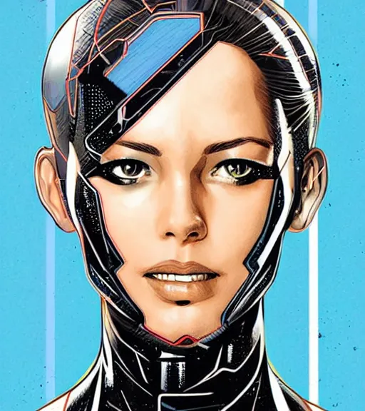 Image similar to portrait of a female android, by MARVEL comics and Sandra Chevrier