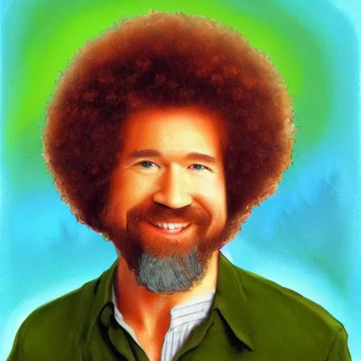 Image similar to a portrait of bob - ross!!!!!! or an avocado