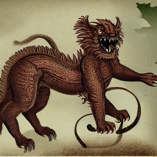 Image similar to illustration of a manticore by erol otis c 2 2. 0