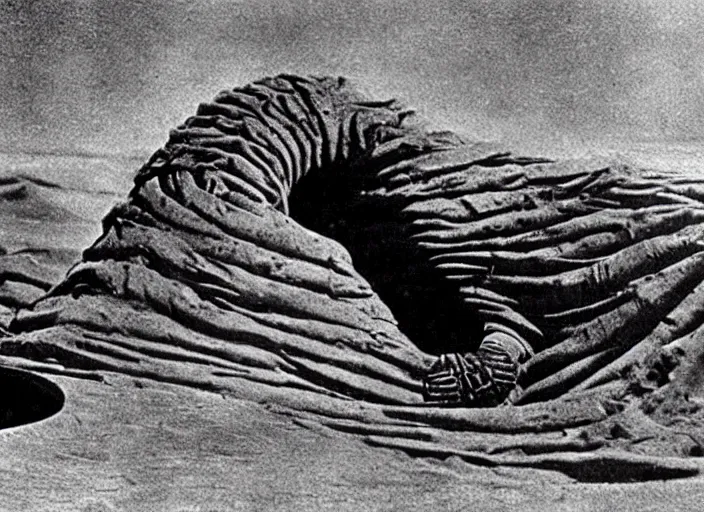 Image similar to sandworm scene from the 1 9 1 4 science fiction film dune # stablediffusion