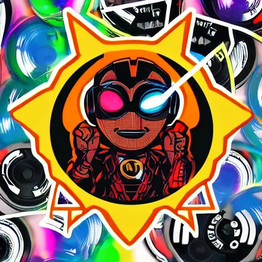 Image similar to svg sticker of a Pop-Wonder Groot-Marvel-Avenger at a rave, spinning records, giant headphones rocking out, wearing headphones, huge speakers, dancing, rave, DJ, spinning records, digital art, amazing composition, rule-of-thirds, award-winning, trending on artstation, featured on deviantart